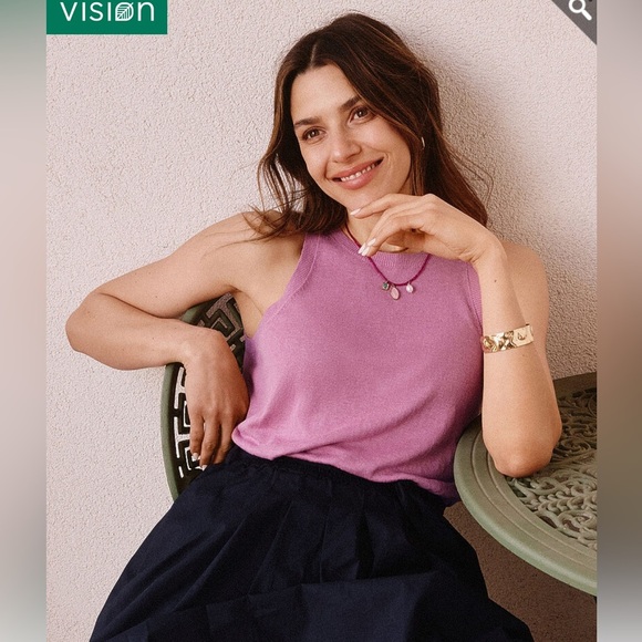 Contemporaine (Simons) Navy Linen Cami | Size Medium - Picture 8 of 8